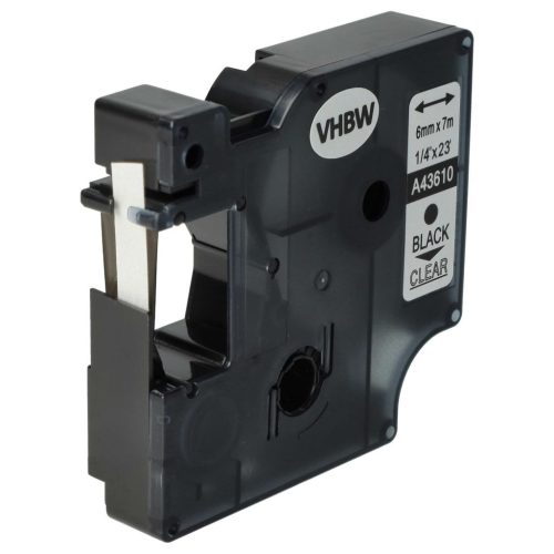 VHBW Dymo D1 Label Tape, 43610, 6 mm, Black-Clear