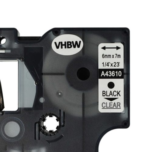 VHBW Dymo D1 Label Tape, 43610, 6 mm, Black-Clear
