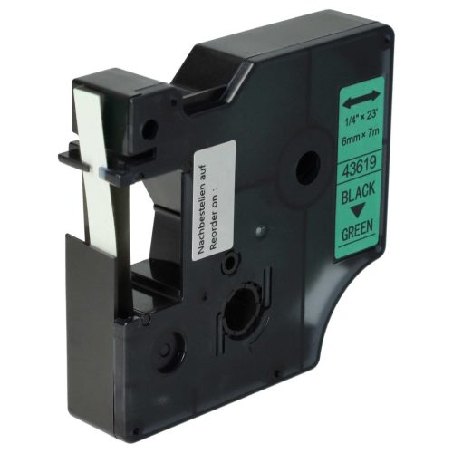 VHBW Dymo 43619 Label Tape, D1 - 6 mm, Black-Green