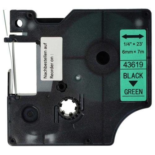 VHBW Dymo 43619 Label Tape, D1 - 6 mm, Black-Green