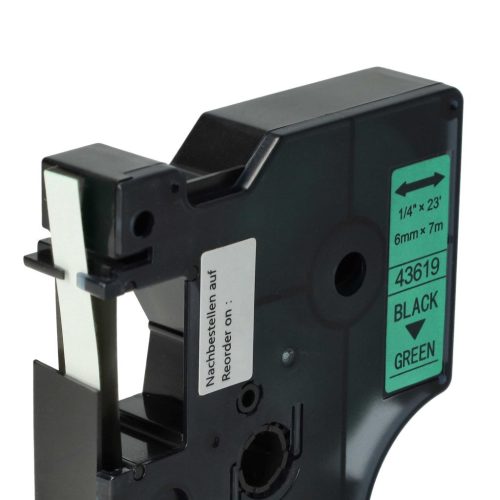 VHBW Dymo 43619 Label Tape, D1 - 6 mm, Black-Green