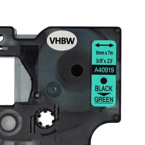 VHBW Dymo D1 Label Tape, 40919, 9mm, Black-Green