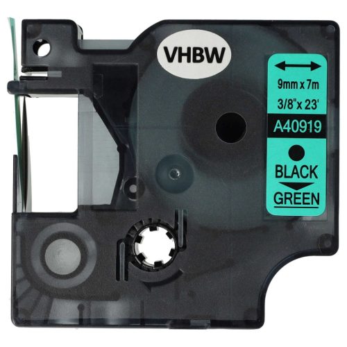 VHBW Dymo D1 Label Tape, 40919, 9mm, Black-Green