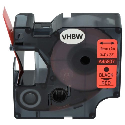 VHBW Dymo 45807 Label Tape, D1 - 19mm, Black-Red