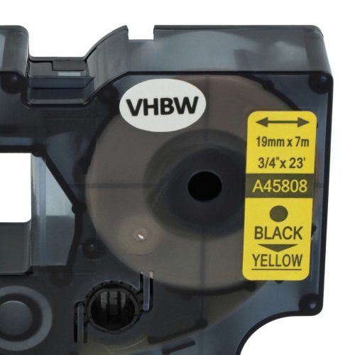 VHBW Dymo D1 Label Tape, 45808, 19 mm, Black-Yellow