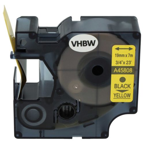 VHBW Dymo D1 Label Tape, 45808, 19 mm, Black-Yellow