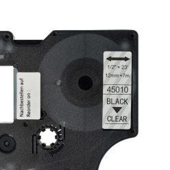 VHBW Dymo D1 Label Tape, 45010, 12 mm, Black-Clear
