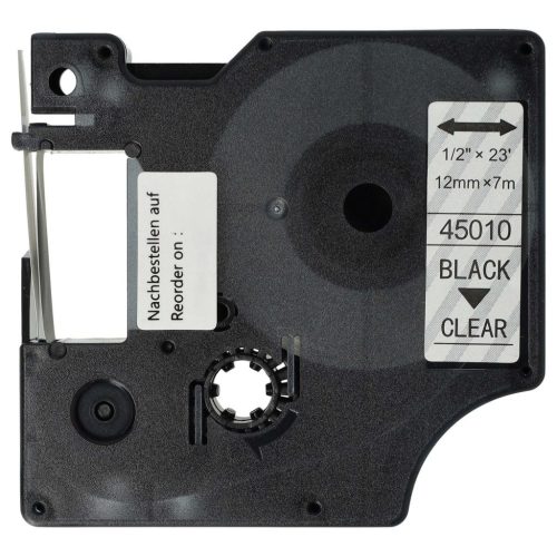 VHBW Dymo D1 Label Tape, 45010, 12 mm, Black-Clear