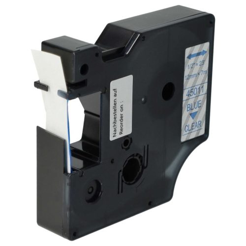 VHBW Dymo D1 Label Tape, 45011, 12 mm, Blue-Clear