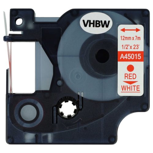 VHBW Dymo 45015, D1 Label Tape - 12 mm, Red-White