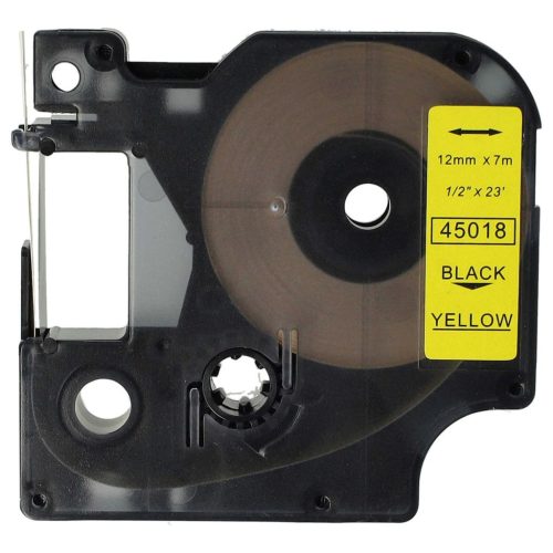 VHBW Dymo D1 Label Tape, 45018, 12 mm, Black-Yellow