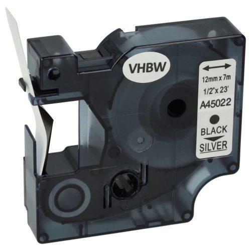VHBW Dymo D1 Label Tape 45022, 12 mm, Black-Silver