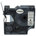 VHBW Dymo D1 Label Tape 45022, 12 mm, Black-Silver