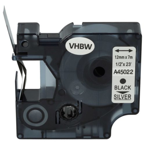 VHBW Dymo D1 Label Tape 45022, 12 mm, Black-Silver