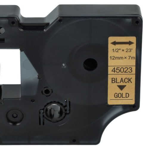 VHBW Dymo 45023 D1 Label Tape - 12 mm, Black-Gold