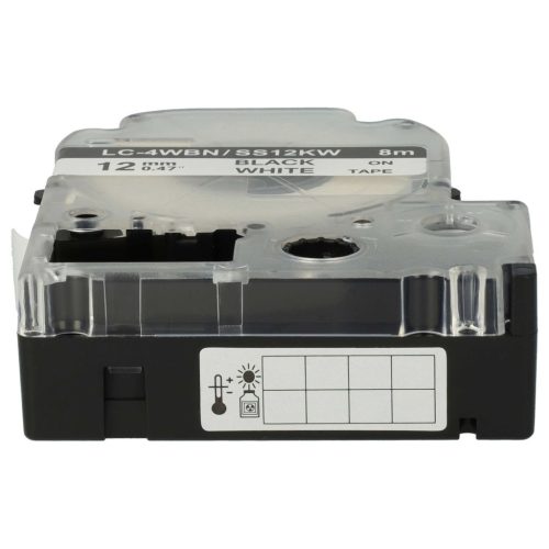 VHBW Epson LC-4WBN Etikettenband - 12 mm, Schwarz-Weiß