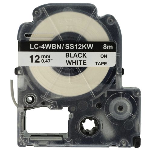 VHBW Epson LC-4WBN Etikettenband - 12 mm, Schwarz-Weiß