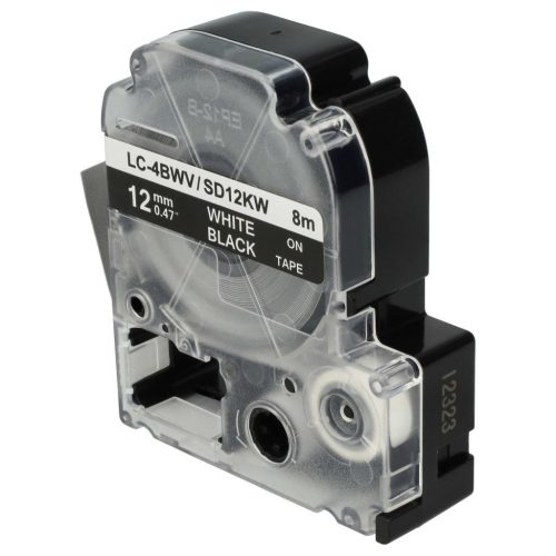 VHBW Epson LC-4BWV Etikettenband - 12 mm, Weiß-Schwarz