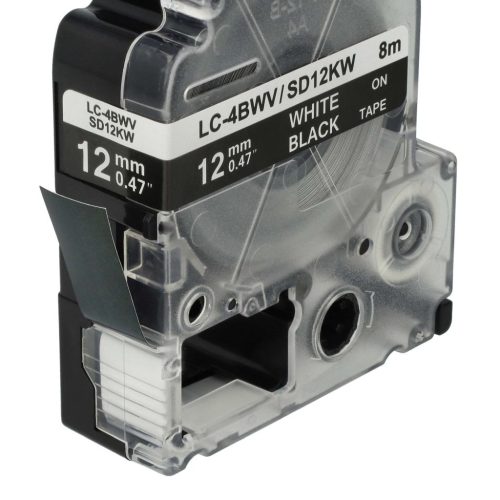 VHBW Epson LC-4BWV Etikettenband - 12 mm, Weiß-Schwarz