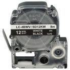 VHBW Epson LC-4BWV Etikettenband - 12 mm, Weiß-Schwarz