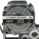 VHBW Epson LC-4BWV Etikettenband - 12 mm, Weiß-Schwarz