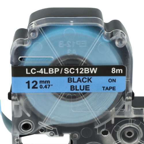 VHBW Epson LC-4LBP Etikettenband - 12mm, Schwarz-Blau