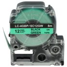 VHBW Epson LC-4GBP Etikettenband, 12 mm, Schwarz-Grün