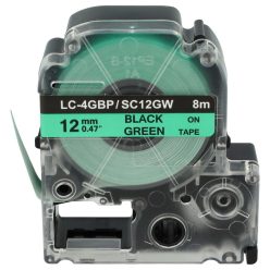 VHBW Epson LC-4GBP Etikettenband, 12 mm, Schwarz-Grün