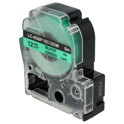 VHBW Epson LC-4GBP Etikettenband, 12 mm, Schwarz-Grün