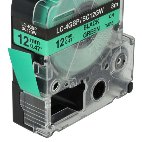 VHBW Epson LC-4GBP Etikettenband, 12 mm, Schwarz-Grün