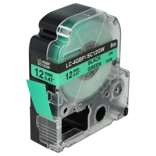 VHBW Epson LC-4GBP Etikettenband, 12 mm, Schwarz-Grün
