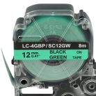VHBW Epson LC-4GBP Etikettenband, 12 mm, Schwarz-Grün