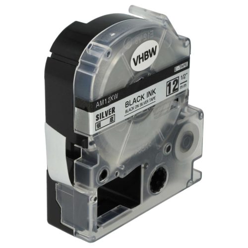 VHBW Epson LC-4SBM Label Tape, 12mm, Black-Silver