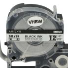 VHBW Epson LC-4SBM Label Tape, 12mm, Black-Silver