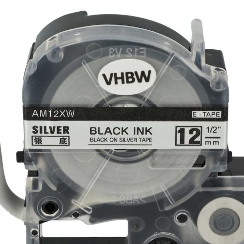 VHBW Epson LC-4SBM Label Tape, 12mm, Black-Silver