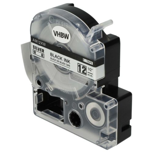 VHBW Epson LC-4SBM Label Tape, 12mm, Black-Silver