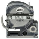 VHBW Epson LC-4SBM Label Tape, 12mm, Black-Silver