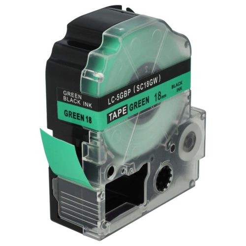 VHBW Epson LC-5GBP Label Tape, 18 mm, Black-Green