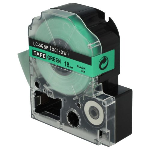 VHBW Epson LC-5GBP Label Tape, 18 mm, Black-Green