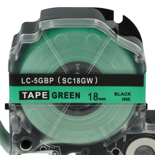 VHBW Epson LC-5GBP Label Tape, 18 mm, Black-Green