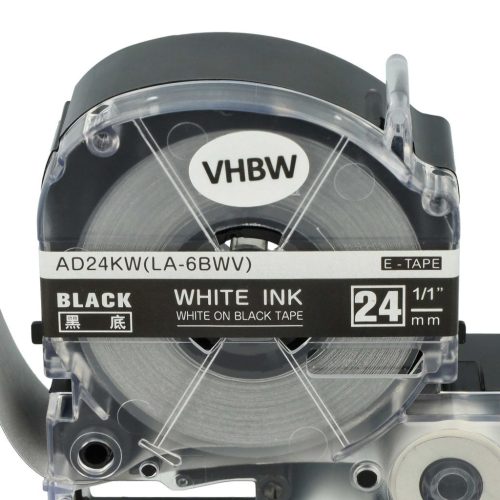 VHBW Epson LC-6BWV Label Tape – 24 mm, White-Black