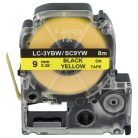 VHBW Epson LC-3YBW Etikettenband - 9 mm, Schwarz-Gelb