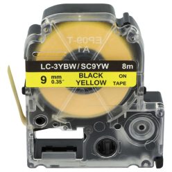 VHBW Epson LC-3YBW Etikettenband - 9 mm, Schwarz-Gelb