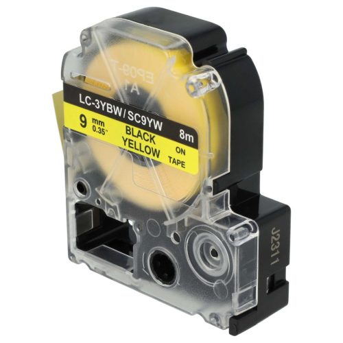 VHBW Epson LC-3YBW Etikettenband - 9 mm, Schwarz-Gelb