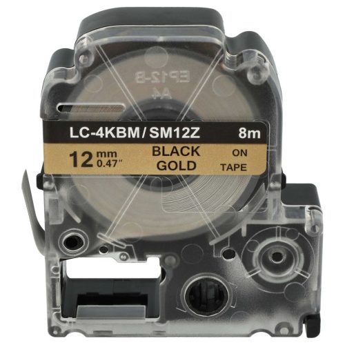VHBW Epson LC-4KBM Etikettenband - 12 mm, Schwarz-Gold