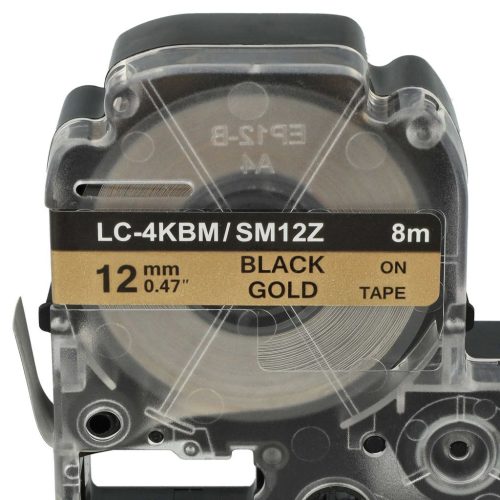 VHBW Epson LC-4KBM Etikettenband - 12 mm, Schwarz-Gold