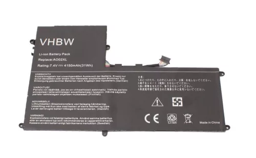 VHBW Tablet battery for HP AO02XL, 728558-005 - 4150 mAh 7.4 V Li-polymer