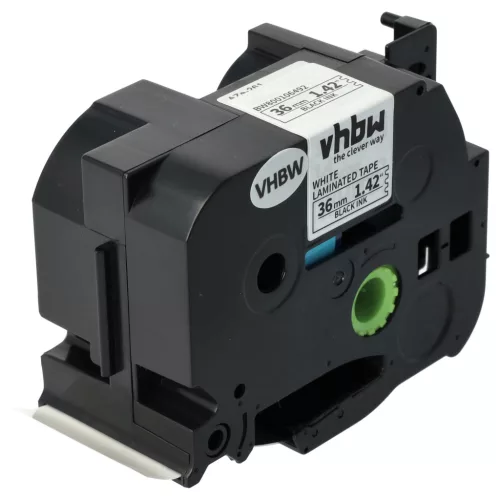 VHBW Label Tape Brother TZ-261, TZE-261 - 36 mm Black-White