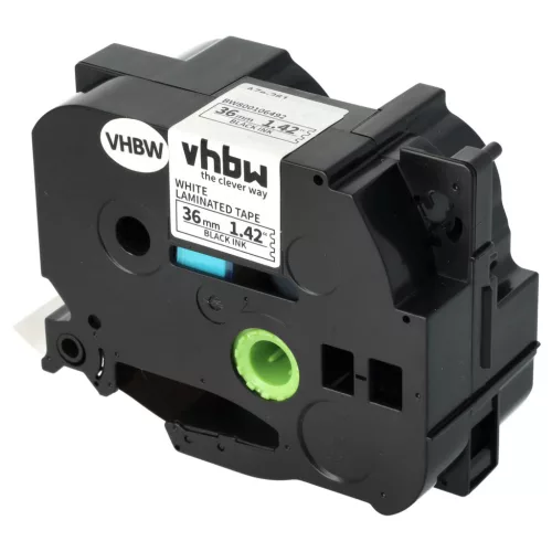 VHBW Label Tape Brother TZ-261, TZE-261 - 36 mm Black-White