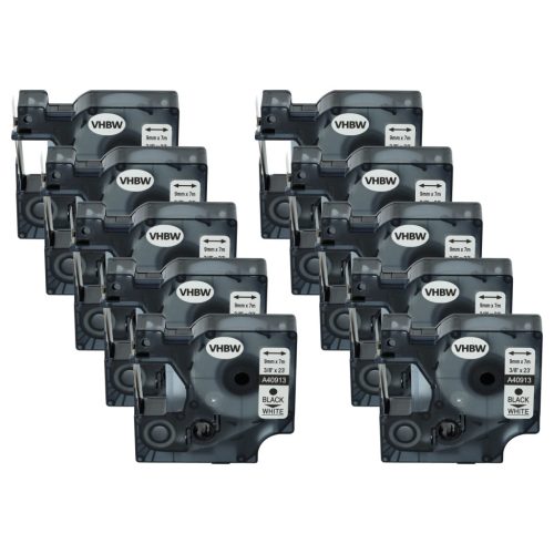 VHBW Label Tape Dymo S0720680, 40913, D1 - 9 mm Black/White